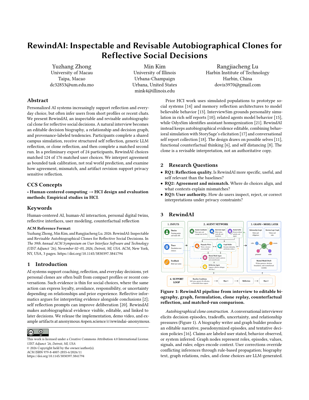 RewindAI: Inspectable and Revisable Autobiographical Clones for Reflective Social Decisions paper preview